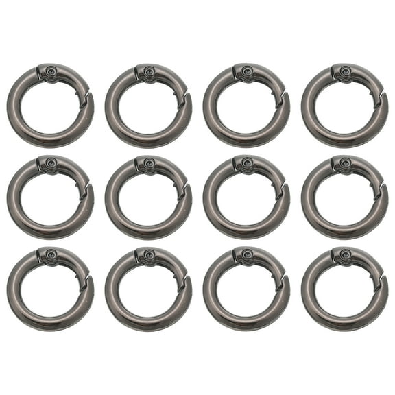Uxcell 13mm Spring O Ring Round Snap Clip, Circle Trigger Keyrings Buckle Small Clamp Clasp Gray 12 Pcs