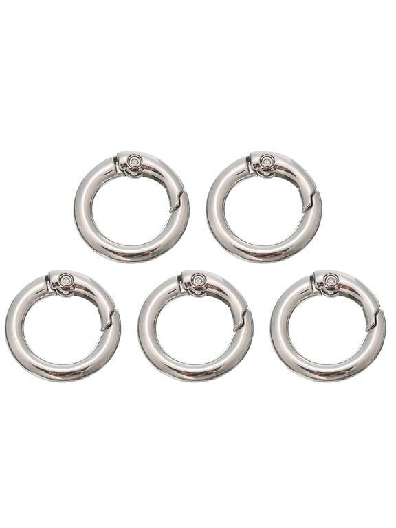 13mm Spring O Ring Round Snap Clip, Circle Trigger Keyrings Buckle Small Clamp Clasp Silver Tone 5 Pcs