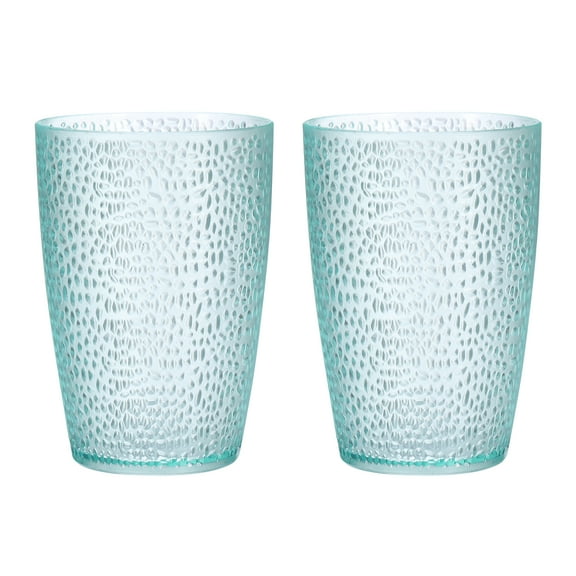 Uxcell 13oz Acrylic Drinking Glasses, 2Pack Plastic Reusable Tumblers Drinkware for Home Outdoors, Light Blue