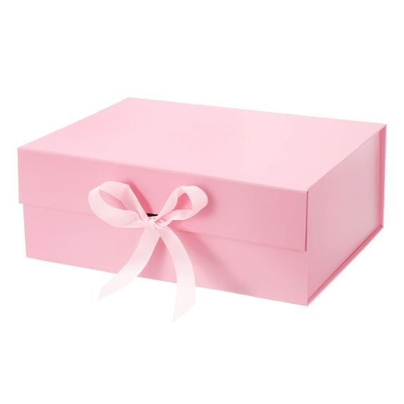 Uxcell 13x10x5 Inch Magnetic Gift Box Collapsible Paper Party Favor Boxes with Lid and Ribbon Pink