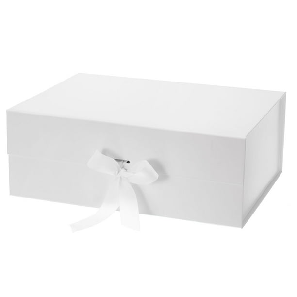 Uxcell 13x10x5 Inch Magnetic Gift Box Collapsible Paper Party Favor Boxes with Lid and Ribbon ...