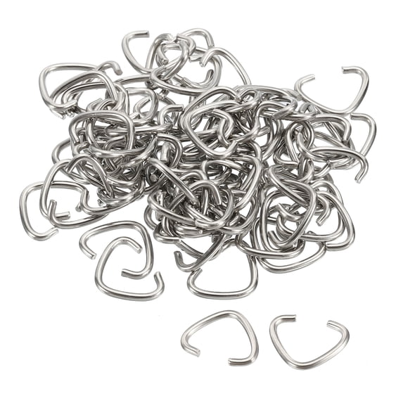 Uxcell 13x11x1.2mm Pinch Clip Connector Triangle Open Jump Rings 304 Stainless Steel Silver Tone 80pcs