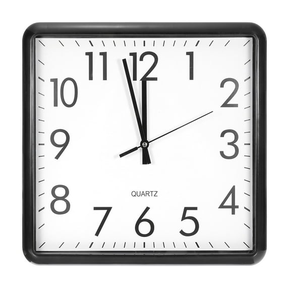 Uxcell 13x12 Inch Wall Clock, Quartz Battery Operated Silent Non-Ticking Rectangle Wall Clocks, Black