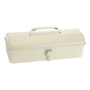 Uxcell 14.2" Portable Steel Tool Box Hip Roof Style with Metal Latch Closure Tool Chest for Household Workshop, White