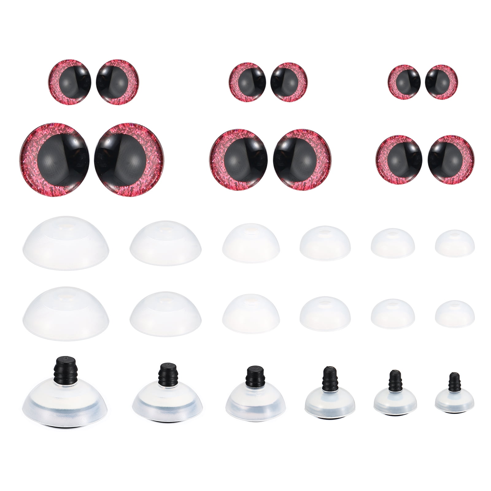Uxcell 14-30mm Flash Safety Eyes, 56Pcs Doll Eyes Realistic Colorful Crocheting Safety Eyes, Plum Red