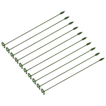 Uxcell 14.5 Inch Plastic Single Stem Ring Clips Plant Support Stakes Green 20Pack