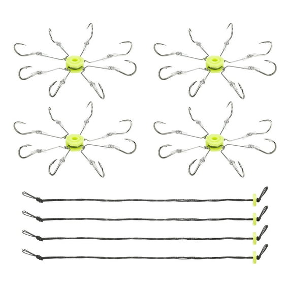 Uxcell 14# Adjustable Fishing Flap Explosion String Hook Prevent Winding Lines with 8 Carbon Steel Hooks 1 Pack/4Pcs