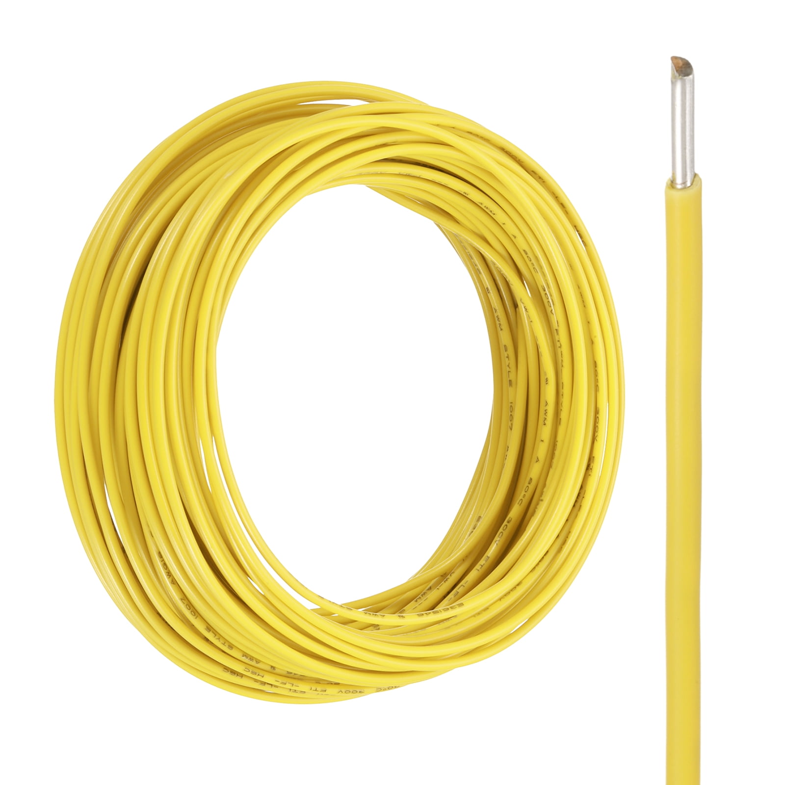 Uxcell 14 Gauge Hook Up Wire 50FT 300V Tinned Copper Electrical Wire, Yellow