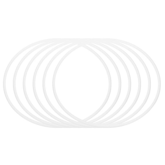 Uxcell 14 Inch Dream Catcher Rings, 6 Pcs Plastic Macrame Wreath Floral Round Ring Hoop, White