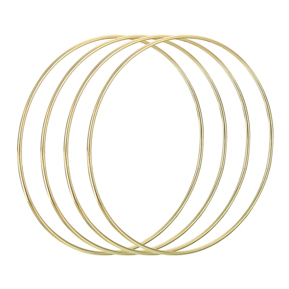 Uxcell 14 Inch Metal Floral Hoop Wreath Macrame Crafts Rings for DIY Hanging Decor, Gold Tone 4 Pack
