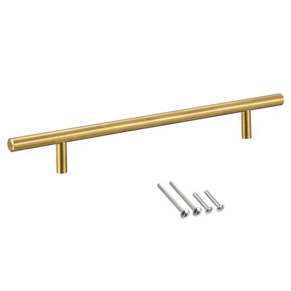 Uxcell 14" Length 8.8" Hole Center Stainless Steel T Bar Pull Handle 10mm Diameter, Gold Tone