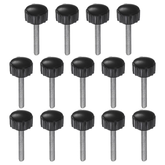 Uxcell 14 Pack M4 x 30mm Male Thread 16mm Knurled Grip Clamping Knobs Handle Thumb Screw Black