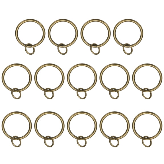 Uxcell 14 Pcs Curtain Rings with Eyelets, 1.25"ID Glide Smoothly Metal Drapery Ring Fit Up to 1" Curtain Rod, Bronze