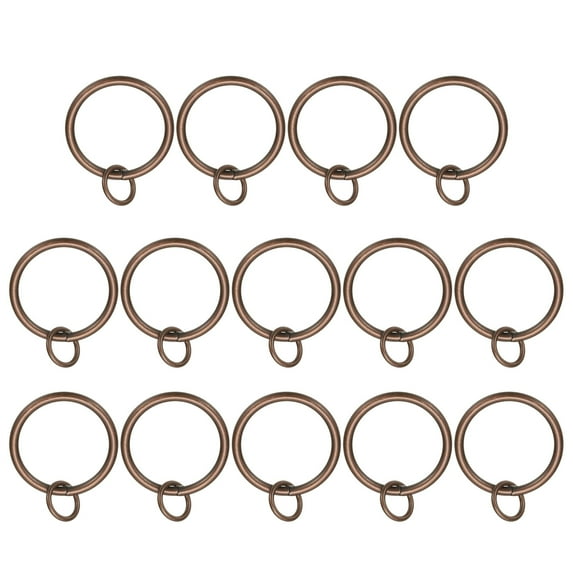 Uxcell 14 Pcs Curtain Rings with Eyelets, 1.25"ID Glide Smoothly Metal Drapery Ring Fit Up to 1" Curtain Rod, Red Bronze