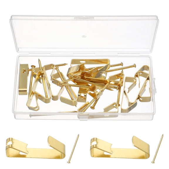 Uxcell 14 Pcs Picture Hangers, 100lb Picture Hanging Hooks Hardware Drywall Frame Hangers Painting Wall Hooks with Nails for Pictures Clocks Mirrors, Home Decoration, Gold