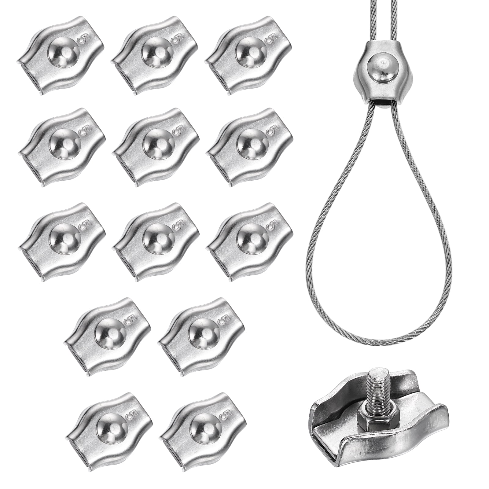 Small Wire Rope Clip Uxcell 14 Pcs Stainless Steel Single Wire Rope Clips, M5 Single Bolt ...