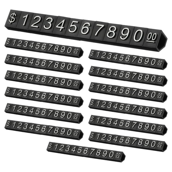14Set Price Display Cube, Price Tag Stand Removable Mini Tag for Jewelry Retail Shop(Black/Silver, 3.1" Length)