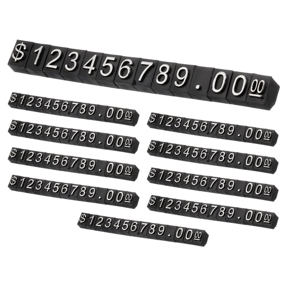 10Set Price Display Cube, Price Tag Stand Removable Mini Tag for Jewelry Retail Shop(Black/Silver, 2.2" Length)