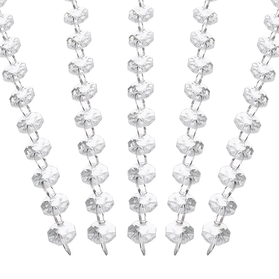 Uxcell 14 mm Crystal Garland Strands, 32.8 Ft Octagon Chandelier Bead String for DIY Craft Wedding Decor, Clear