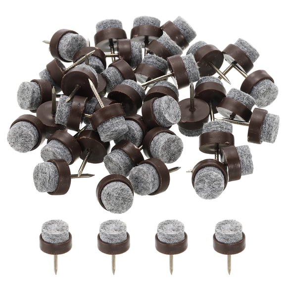 Uxcell 14 mm Nail-on Felt Pads, Round Felt Furniture Sliders for Protection Brown 72 Pcs