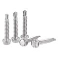 thumbnail image 1 of Uxcell #14 x 1 1/2" 410 Stainless Steel Hex Washer Head Self Drilling Screws 25 Pack, 1 of 4