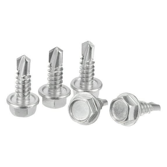 Uxcell #14 x 3/4" 410 Stainless Steel Hex Washer Head Self Drilling Screws 25 Pack