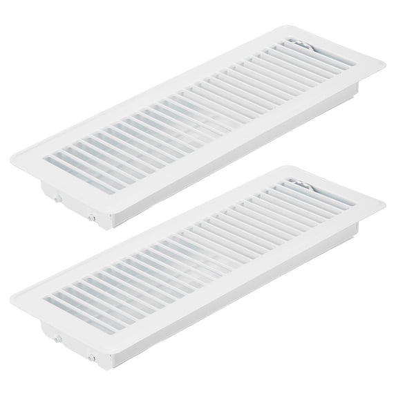 Uxcell 14 x 4 Inch Floor Register, 2pcs Heavy Duty Air Vent Cover Adjustable Floor Grates, White