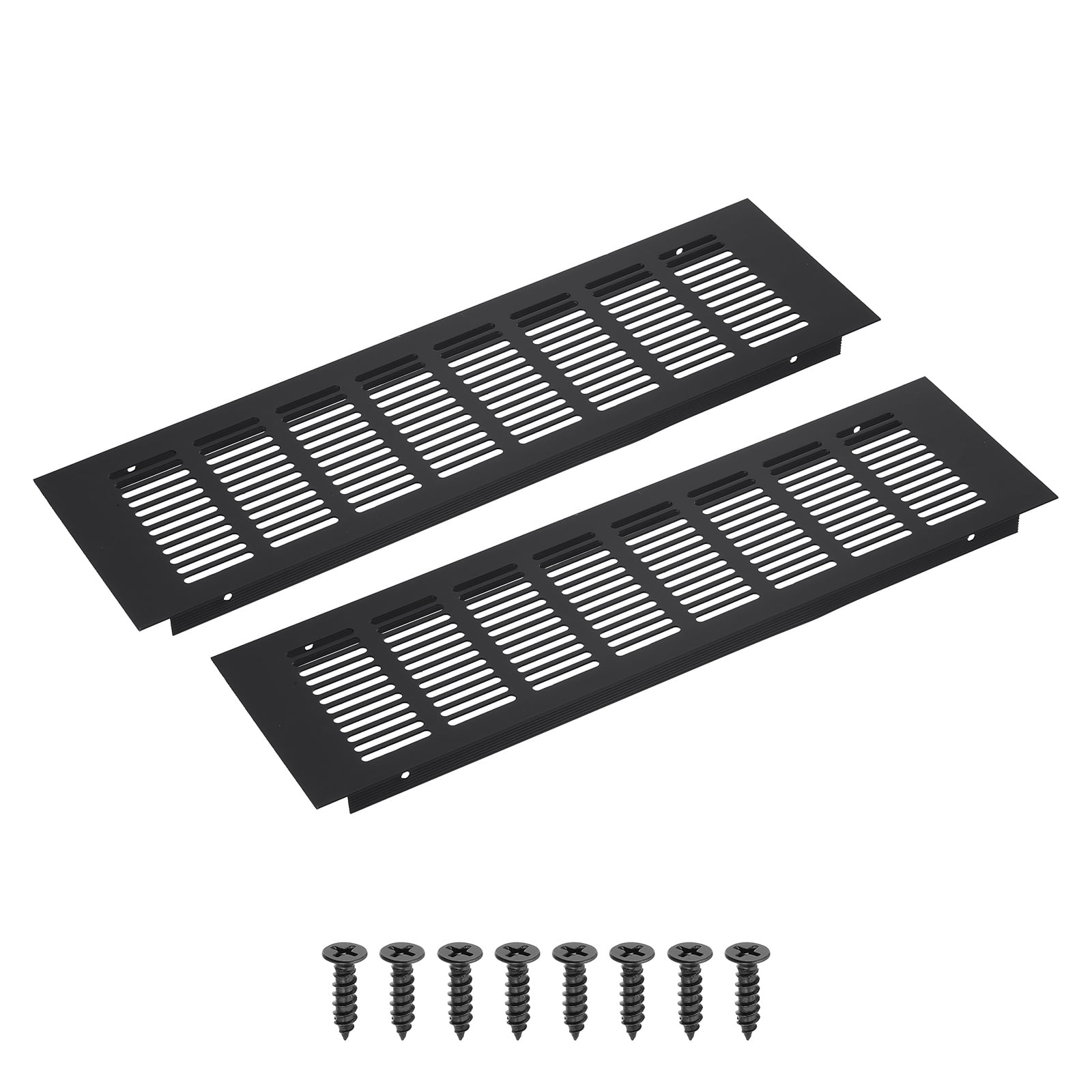 Uxcell 14 x 4" Rectangle Ventilation Grille 2Pcs Aluminum Air Vent Cover Black