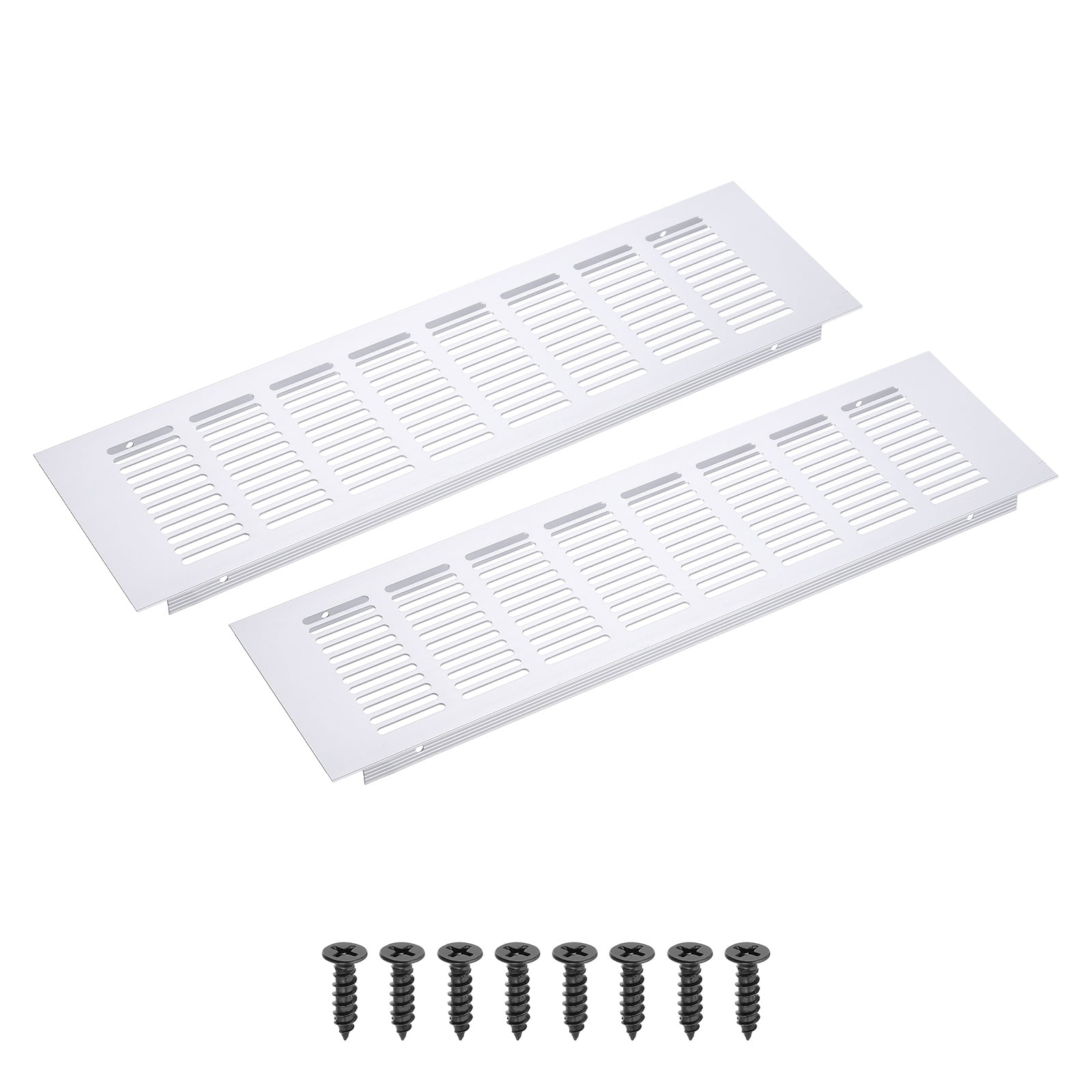 Uxcell 14 x 4" Rectangle Ventilation Grille 2Pcs Aluminum Air Vent Cover Silver