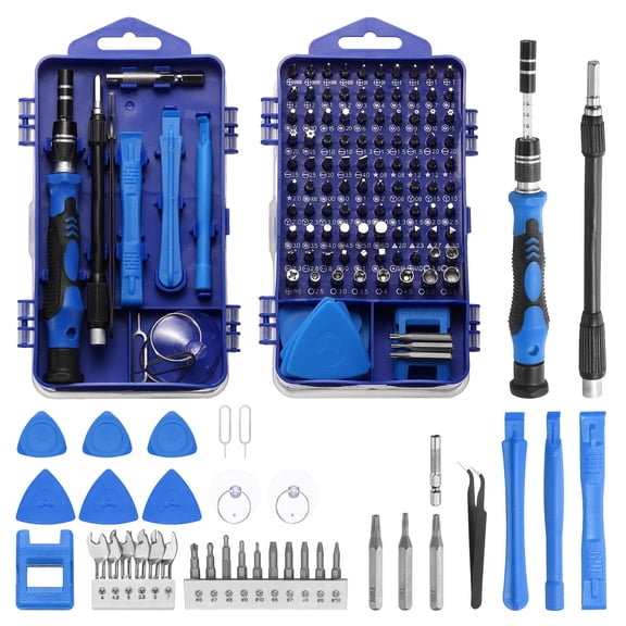 Uxcell 140 in 1 Magnetic Precision Screwdriver Set Electronics Repair Tools Kit with 99 Bits Flexible Shaft and Extension Rod for Cellphone Game Console Laptop PC Computer Camera, Blue