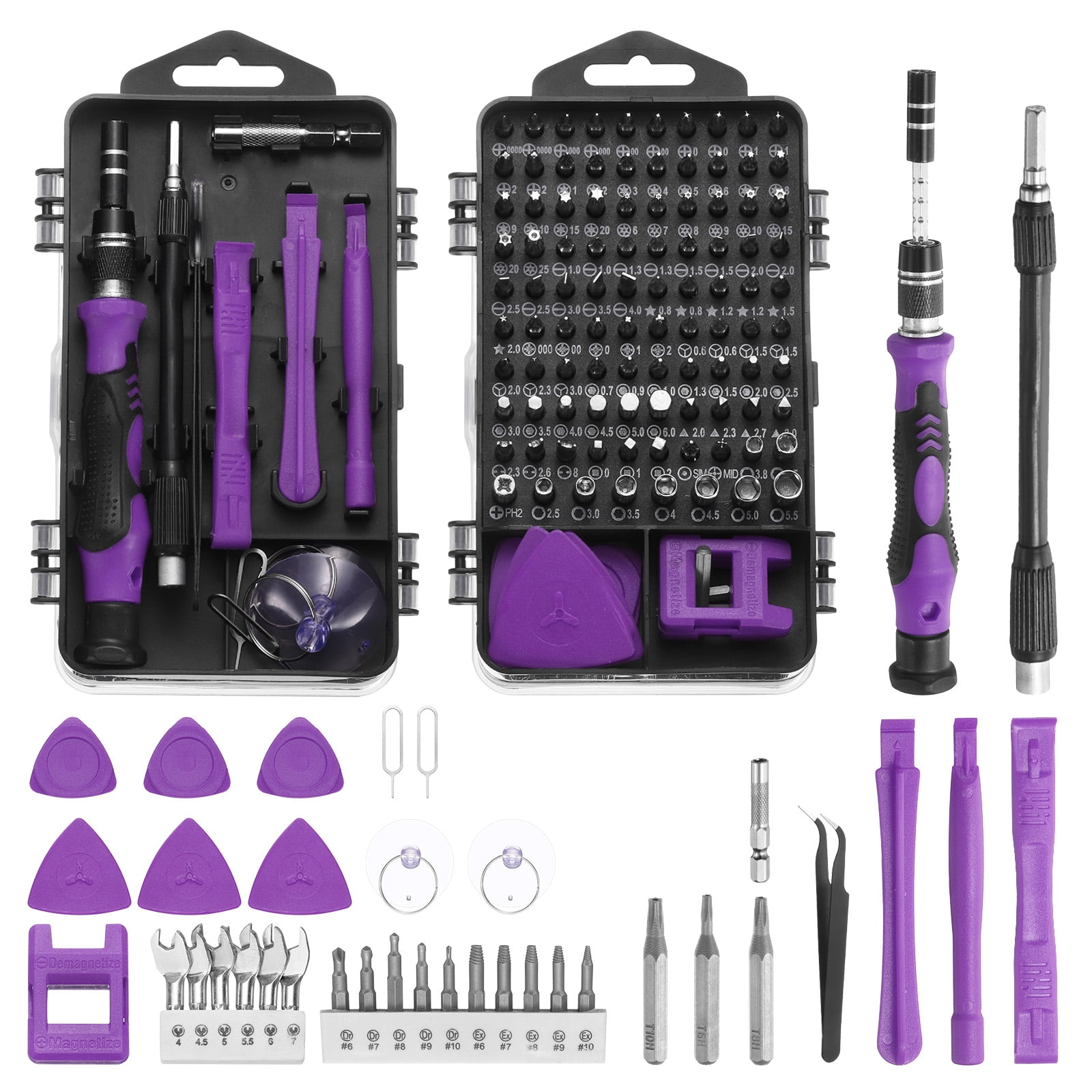 Uxcell 140 in 1 Magnetic Precision Screwdriver Set Electronics Repair Tools Kit with 99 Bits Flexible Shaft and Extension Rod for Cellphone Game Console Laptop PC Computer Camera, Purple