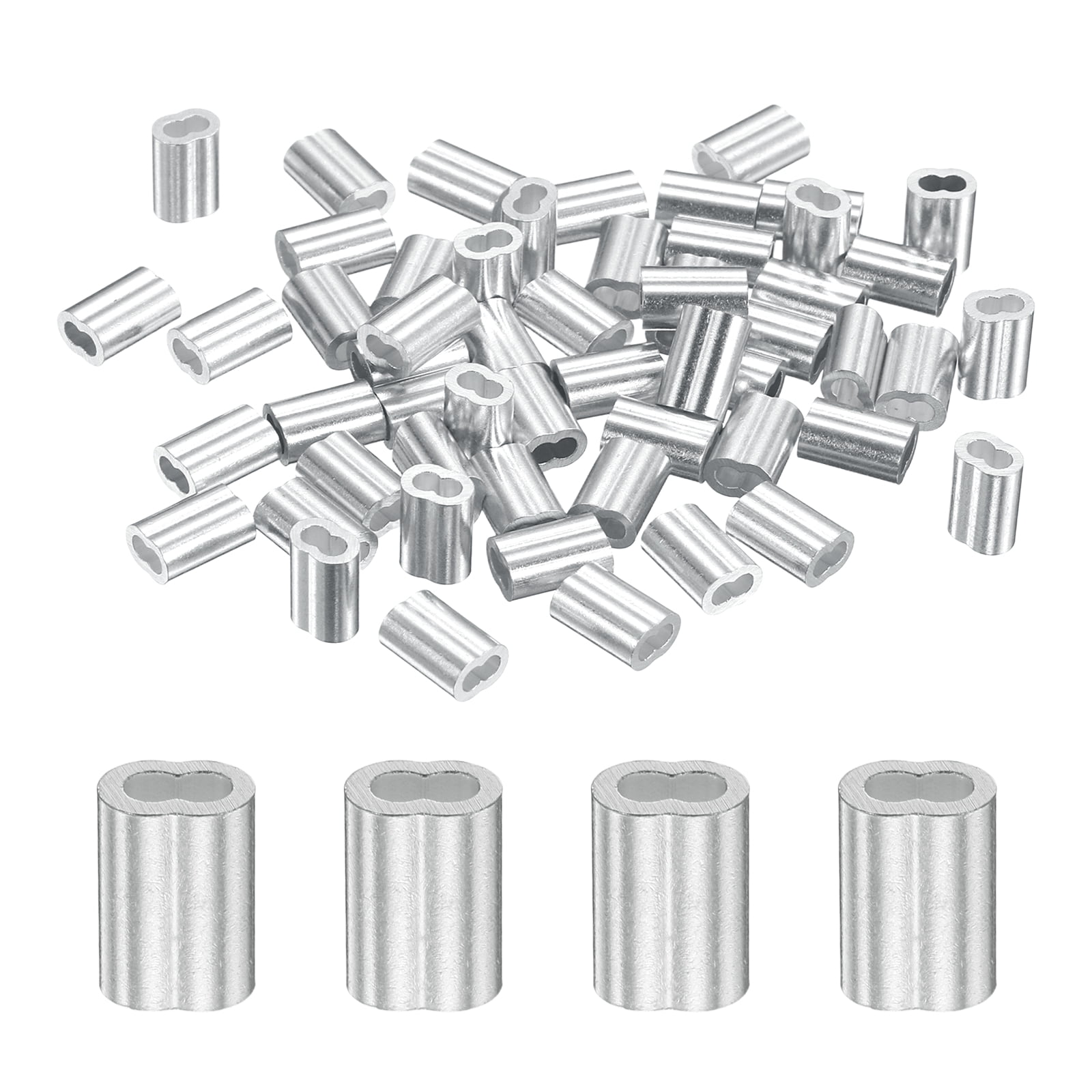 Uxcell 140 Pcs Aluminum Crimping Loop Sleeve,3/50 Inch(1.5mm) Oval Wire ...