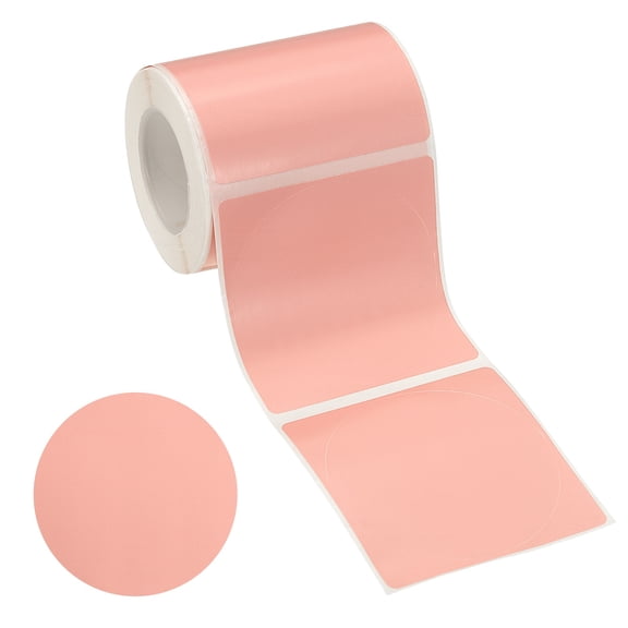 Uxcell 140 Pcs Thermal Labels, 2x2" Round Thermal Printer Labels Stickers Self Adhesive Tags Paper 1 Rolls Small Waterproof for Printer Small Business Name Tag Barcode, Pink