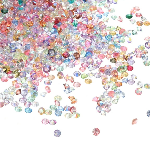 Uxcell 14000Pcs Acrylic Wedding Table Diamonds 3mm Crystals Gems for Decorations, Colorful AB