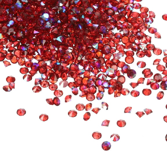 Uxcell 14000Pcs Acrylic Wedding Table Diamonds 3mm Crystals Gems for Decorations, Dark Red AB