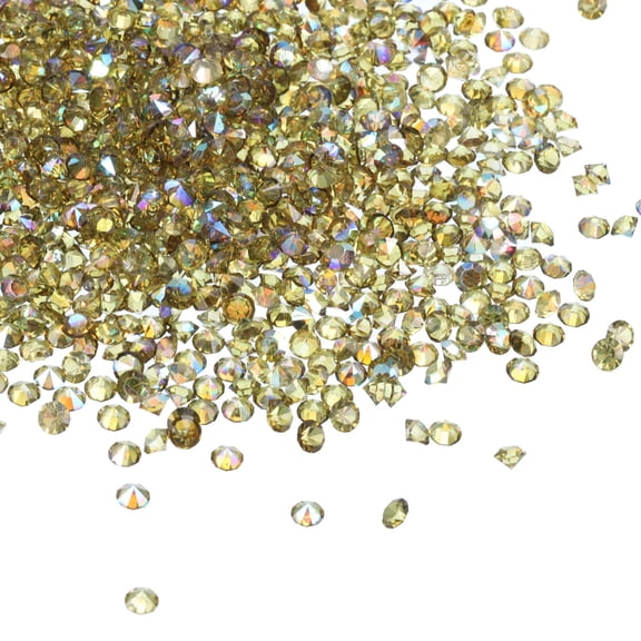 Uxcell 14000Pcs Acrylic Wedding Table Diamonds 3mm Crystals Gems for Decorations, Olive Green AB