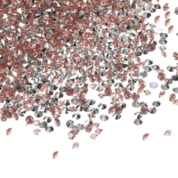 Uxcell 14000Pcs Acrylic Wedding Table Diamonds 3mm Crystals Gems for Decorations, Silver, Pink