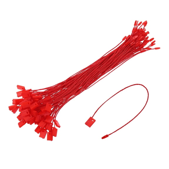 Uxcell 140Pcs Nylon Hang Tag String 6.7Inch Snap Lock Pins Loop Price Tag Fastener Plastic Tags Red