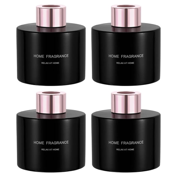 Uxcell 140ml Empty Glass Diffuser Bottle Fragrance Accessories for Replace Reed Diffuser 4 Pcs Black Gold