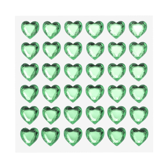 Uxcell 144 Pcs Heart Rhinestone 10mm Self Adhesive Gems Stickers Jewelry Stickers for Arts & Crafts, DIY Green