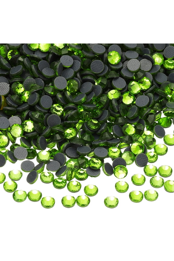 1440 Pcs Hotfix Rhinestone Flatback 4.8mm Gem Crystal Round Resin Trims Beads Gem for Crafts Clothes DIY Decoration Nail Art, (SS20, Bright Green)