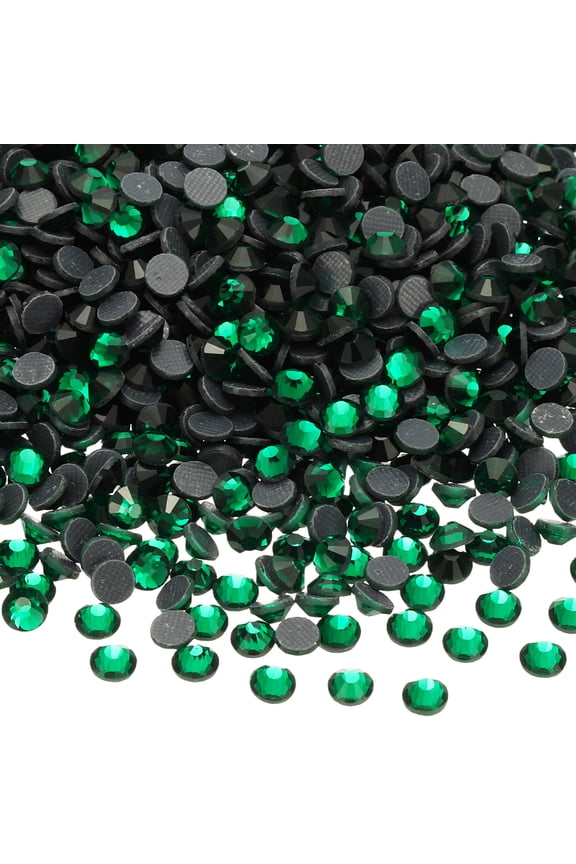 1440 Pcs Hotfix Rhinestone Flatback 4.8mm Gem Crystal Round Resin Trims Beads Gem for Crafts Clothes DIY Decoration Nail Art, (SS20, Dark Green)