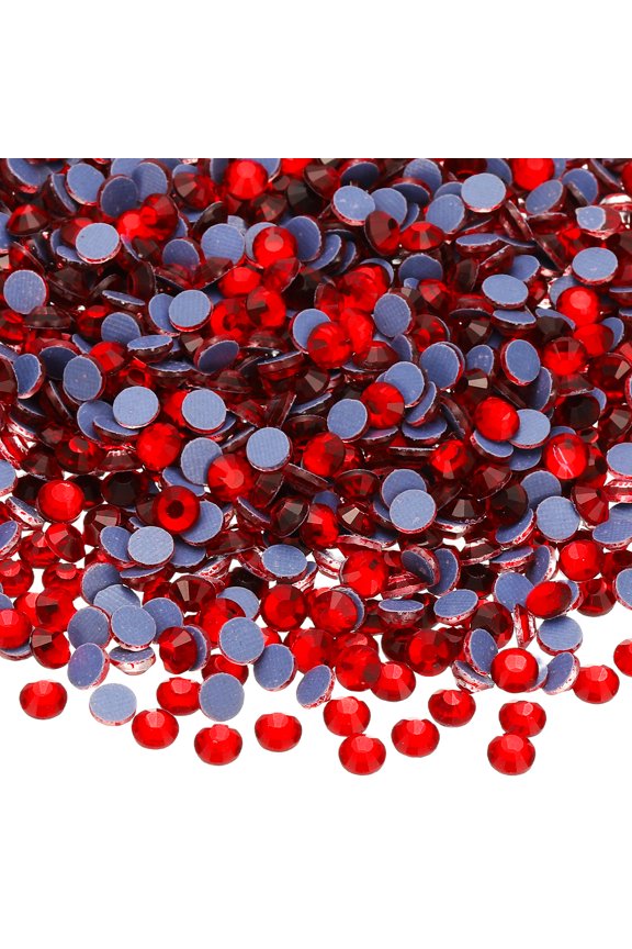 1440 Pcs Hotfix Rhinestone Flatback 4.8mm Gem Crystal Round Resin Trims Beads Gem for Crafts Clothes DIY Decoration Nail Art, (SS20, Red)