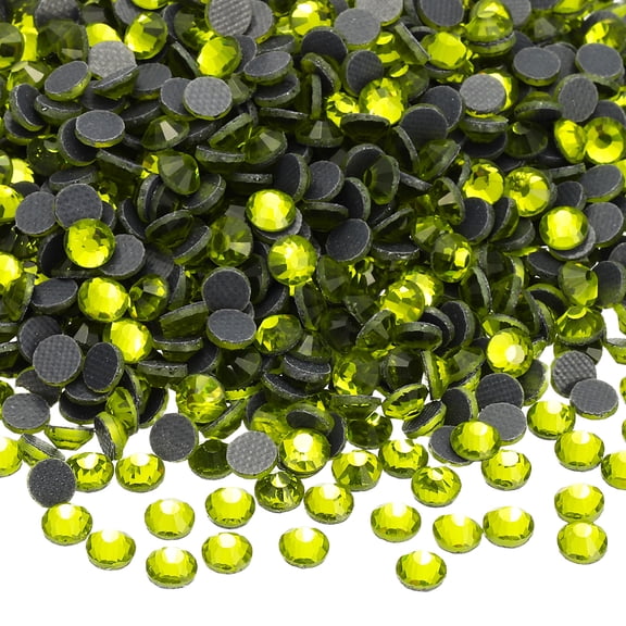 Uxcell 1440 Pcs Hotfix Rhinestone Flatback 4mm Gem Crystal Round Resin Trims Beads Gem for Crafts Clothes DIY Decoration Nail Art, (SS16, Green)