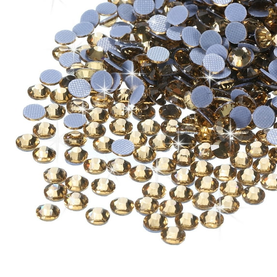 Uxcell Hotfix Rhinestones Flatback Crystal Glass Gems for Craft Clothes DIY Decoration Crystal Yellow 4.8mm