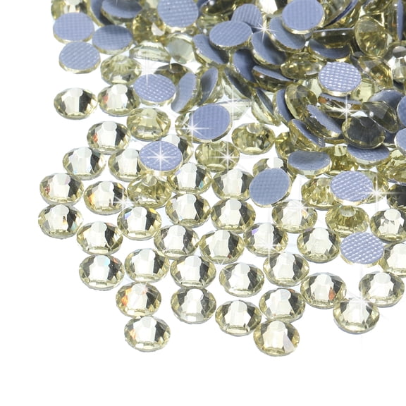 Uxcell Hotfix Rhinestones Flatback Crystal Glass Gems for Craft Clothes DIY Decoration Light Yellow 3.2mm