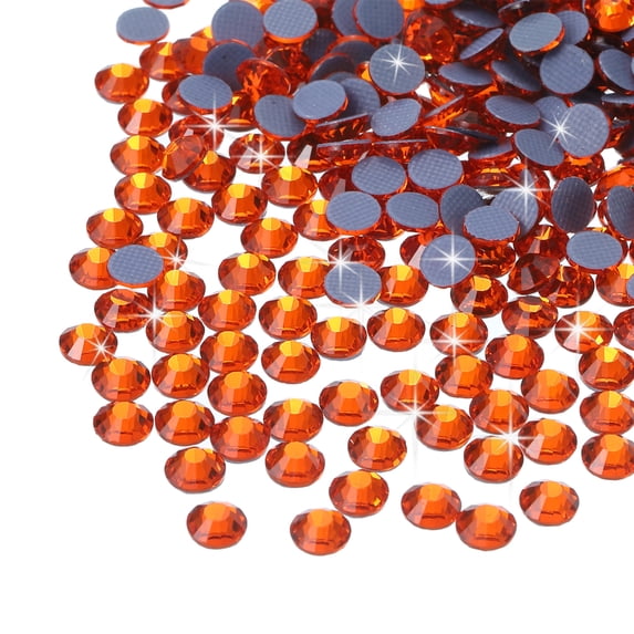 Uxcell Hotfix Rhinestones Flatback Crystal Glass Gems for Craft Clothes DIY Decoration Orange 3.2mm