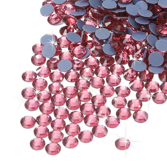 Uxcell Hotfix Rhinestones Flatback Crystal Glass Gems for Craft Clothes DIY Decoration Rose Red 4mm