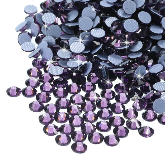 Uxcell Hotfix Rhinestones Flatback Crystal Glass Gems for Craft Clothes DIY Decoration Lotus Purple 4mm