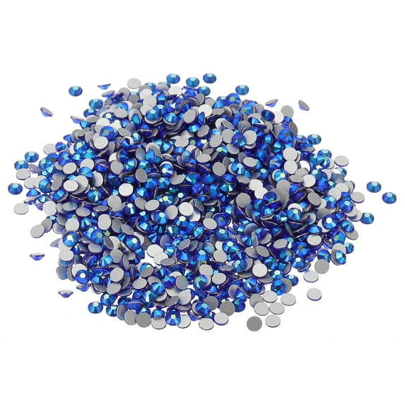 Uxcell 1440Pcs Glass Diamante Rhinestone, Man Made Gems AB Dark Blue 3.8-4 mm